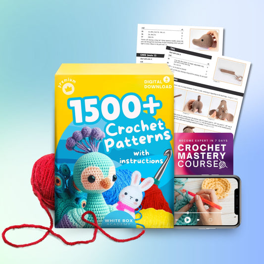 Cover image of the Crochet Bundle: 1500+ Crochet Patterns + Mastery Course & Bonuses.